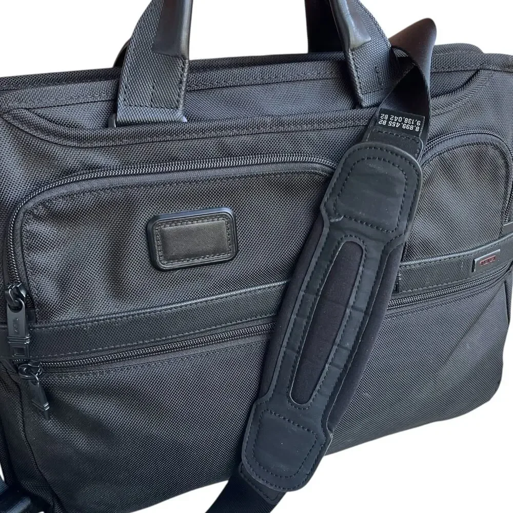 Tumi Alpha Organizer Laptop Briefcase Traveler Bag Removable Strap